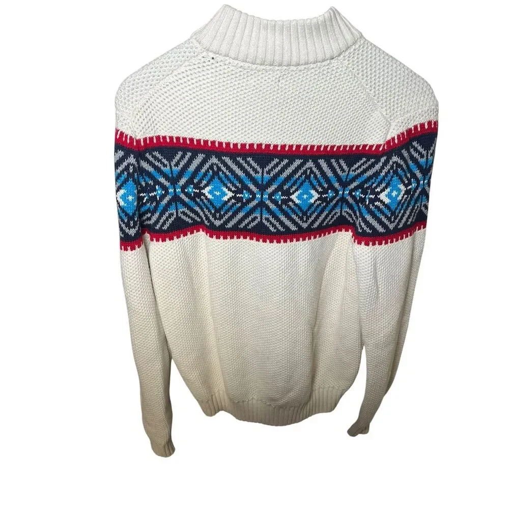 IZOD Men's Fair‎ Isle/Festive Holiday 1/4 Zip Knit Sweater Multicolor Size M